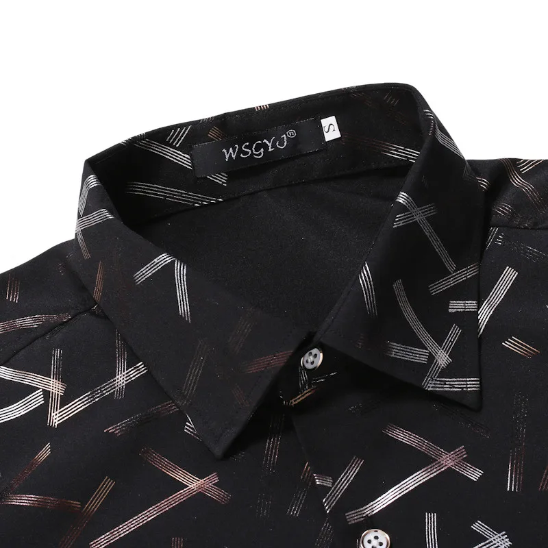 Мужская хипстерская рубашка с бронзовым геометрическим рисунком приталенная