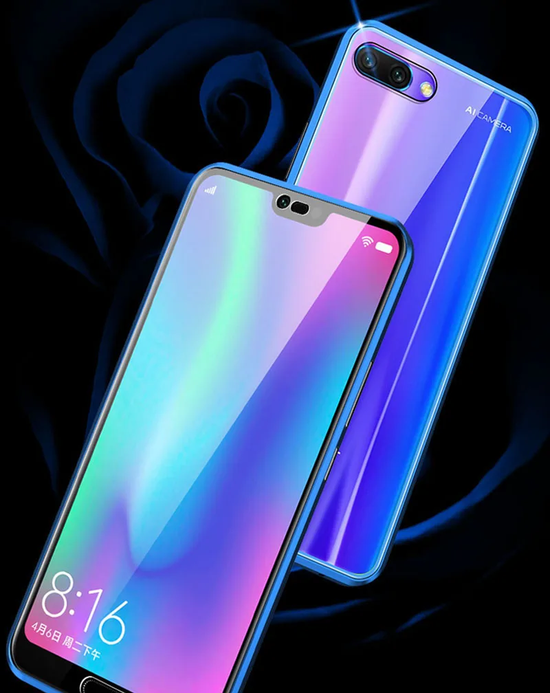 Чехол с магнитной адсорбцией двухсторонний передний + задний закаленное стекло