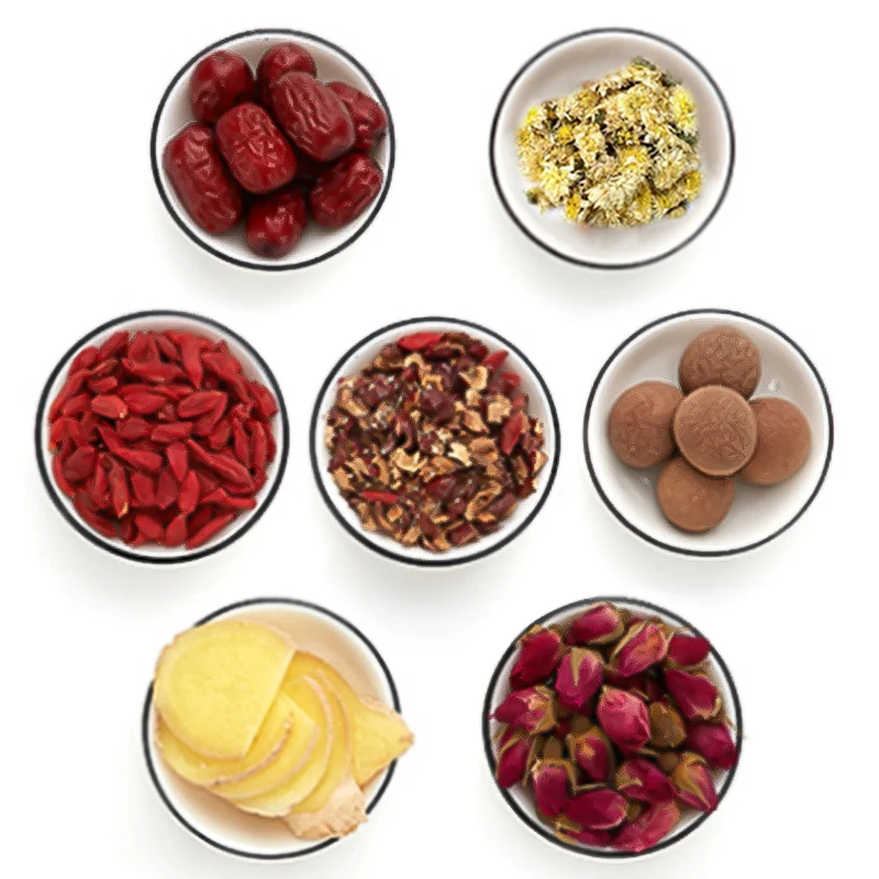 

Four daming mountain red jujube longan medlar tea shredded ginger ginger tea rose tea chrysanthemum qi nourished combination