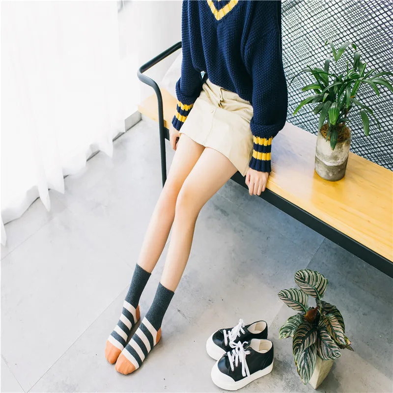 5 пар/упак. новые полосатые простые дышащие тонкие модные бизнес женские удобные