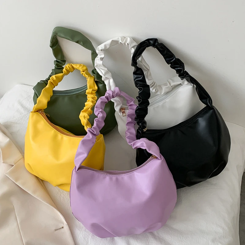 

Fold Pleated Strap Shoulder Bag Dumpling Bag Sling Bag Summer Women Handbag