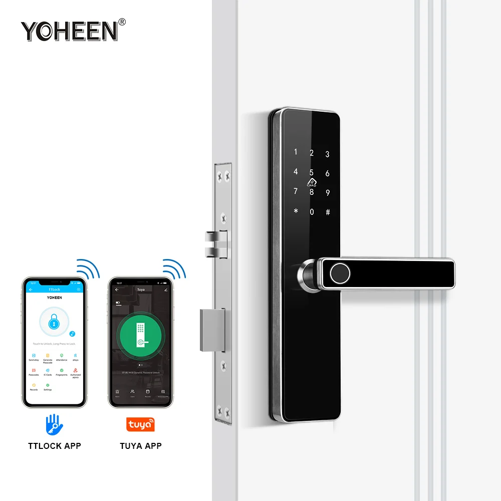 

YOHEEN TTlock или Tuya APP Bluetooth Wi-Fi электронная клавиатура код без ключа цифровой биометрический отпечаток пальца умный дверной замок