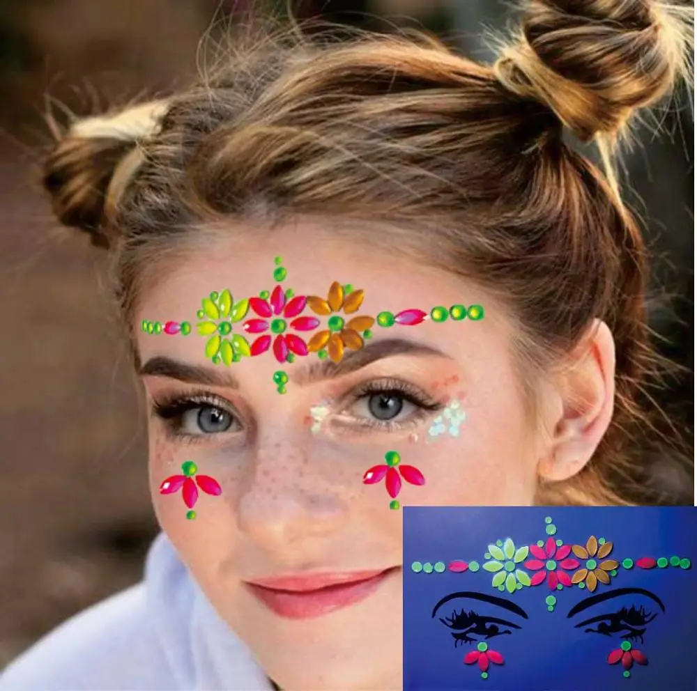 1 шт. флуоресцентные неоновые светящиеся драгоценные камни UVBFG37 для лица