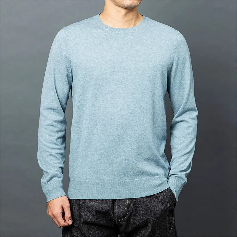 Мужской Повседневный свитер с круглым вырезом однотонная облегающая вязаная