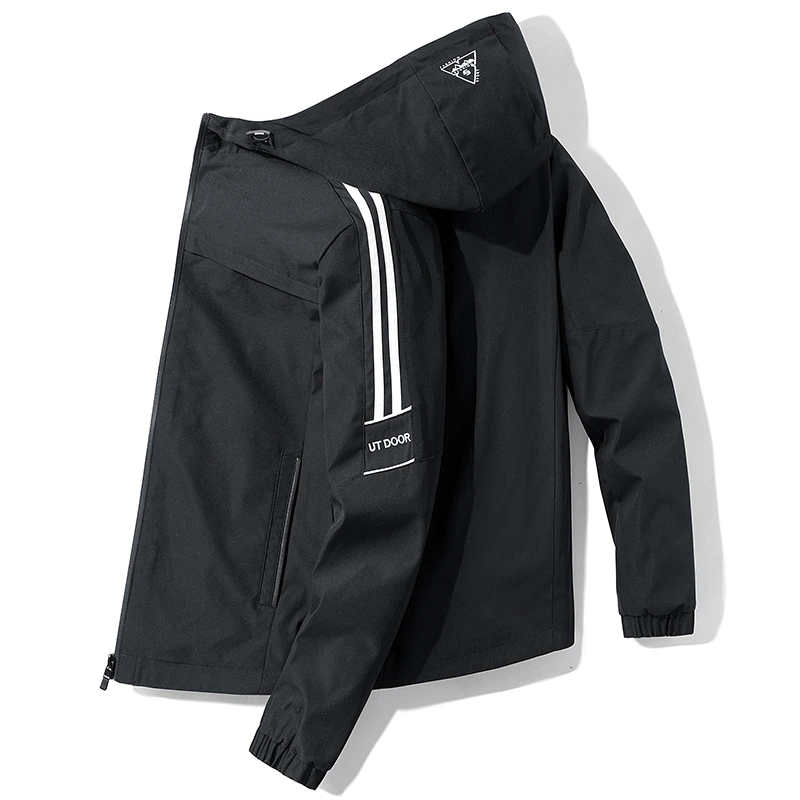 Зимние черные сапоги с капюшоном куртка для мужчин узкие полосатые штаны