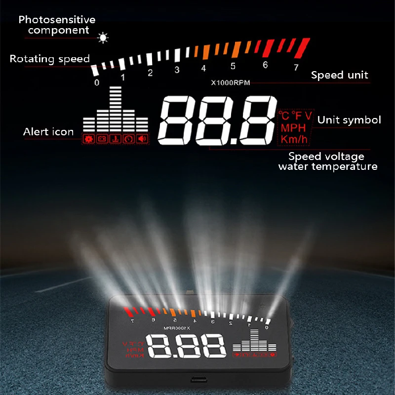 Проектор Автомобильный цифровой на лобовое стекло с дисплеем