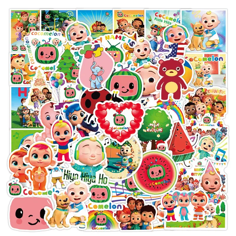 

50pcs Cocomelon 3D Stickers For JOJO Family Cartoon Vinyl Stickers For Trunk Notebook Trolley Case Cartoon Stick