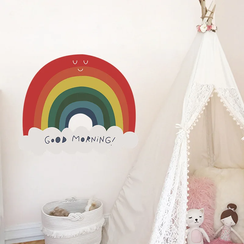 

Nordic Creative Rainbow Wall Stickers Home Decor Girls Bedroom Kids Room Living Room Wall Decoration Self Adhesive Mural