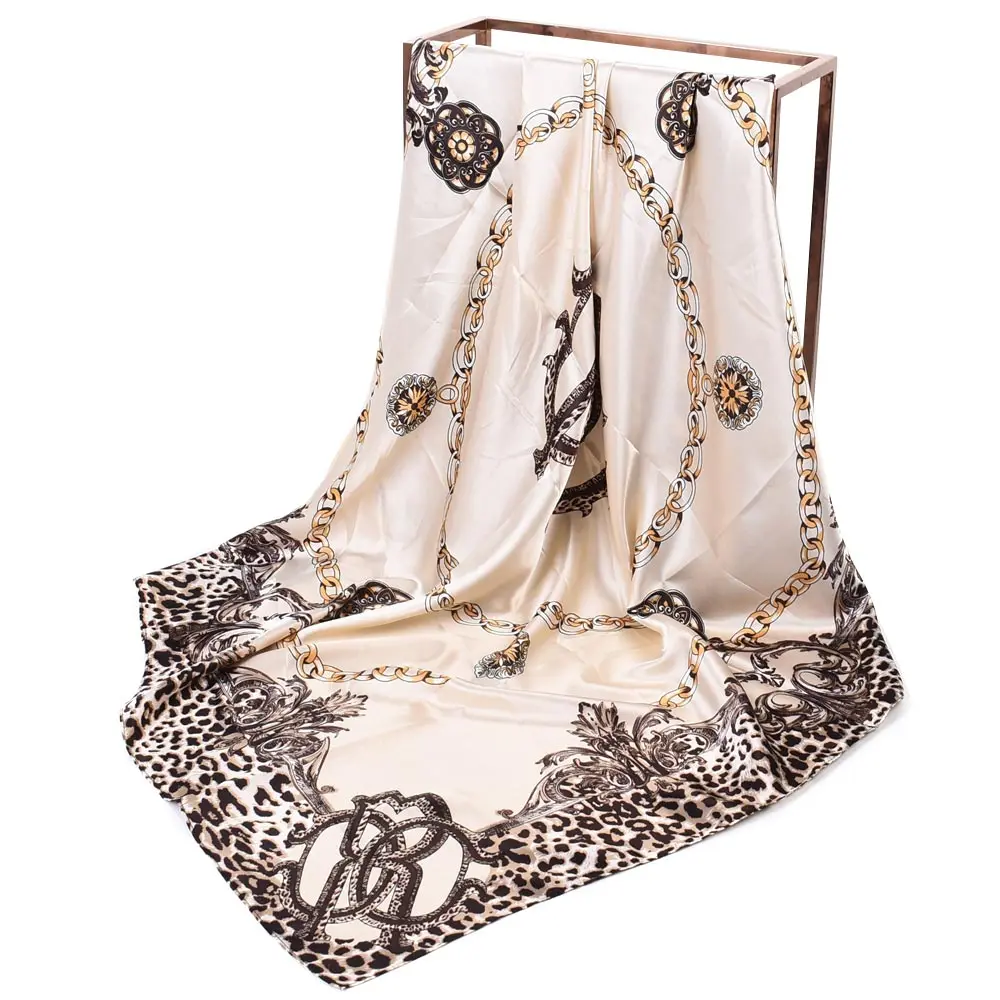 

90*90cm Fashion Silk Square Scarf Neck Hair Tie Band Bag Warp Soft Neckerchief Hijab Headscarf Female Foulard Motocycle Supplies