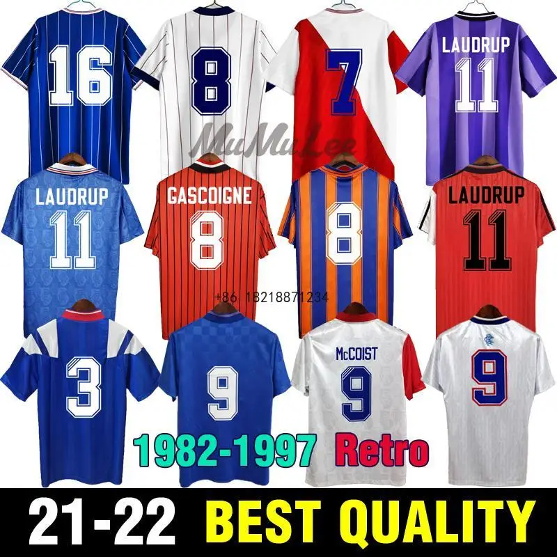 

Classic Retro Sweatshirt Laudrup Futebol Jerseys Albertz 90 91 Gascoigne 92 93 McCoist Ferguson Gattuso Rangers Football Shirt