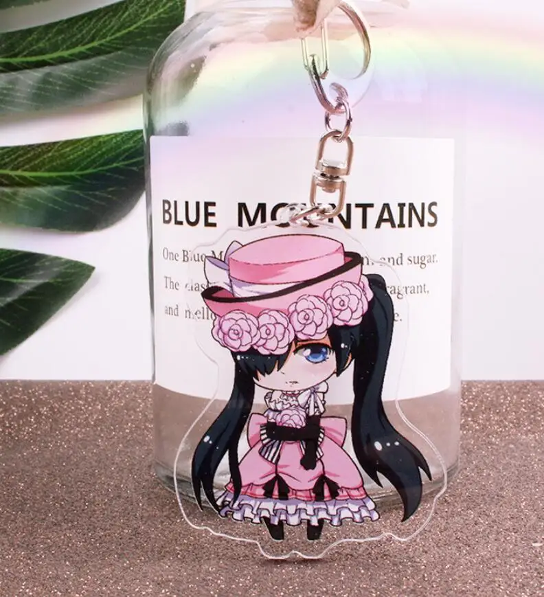 as pictured Аниме Черный Дворецкий Kuroshitsuji Ciel Sebastian милый акриловый рисунок Брелок Украшение Коллекция Модель игрушки Косплей - Цвет: as pictured