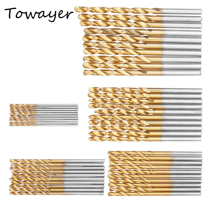 

Высокоскоростные стальные сверла из быстрорежущей стали, 50 шт., набор сверл с титановым покрытием, высококачественные электроинструменты, 1...