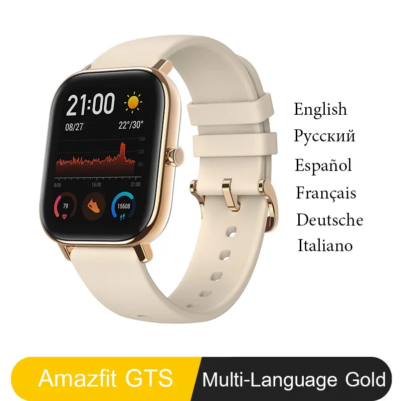 Глобальная версия Amazfit GTS Смарт-часы Xiaomi Huami gps Профессиональные Водонепроницаемые Смарт-часы 12 спортивных режимов сердечного ритма Android iOS - Цвет: Desert Gold