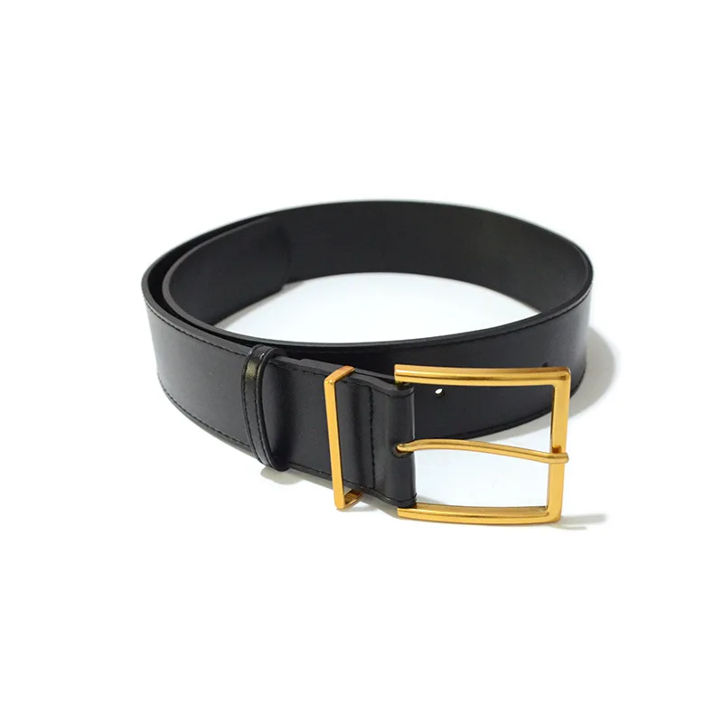 

Fashion New Women's Faux Leather Casual Women's Fashion Black Wide Belt Square Pin Buckle Waist Strap Simple Dress Waistband