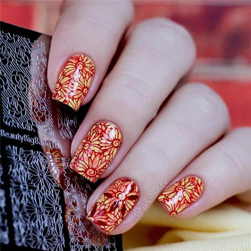 

12Pcs/Set Nail BeautyBigBang Stamping Plates 10 Styles Pattern Nail Stamping Plate With Clear Jelly Nail Art Stamper Stamping