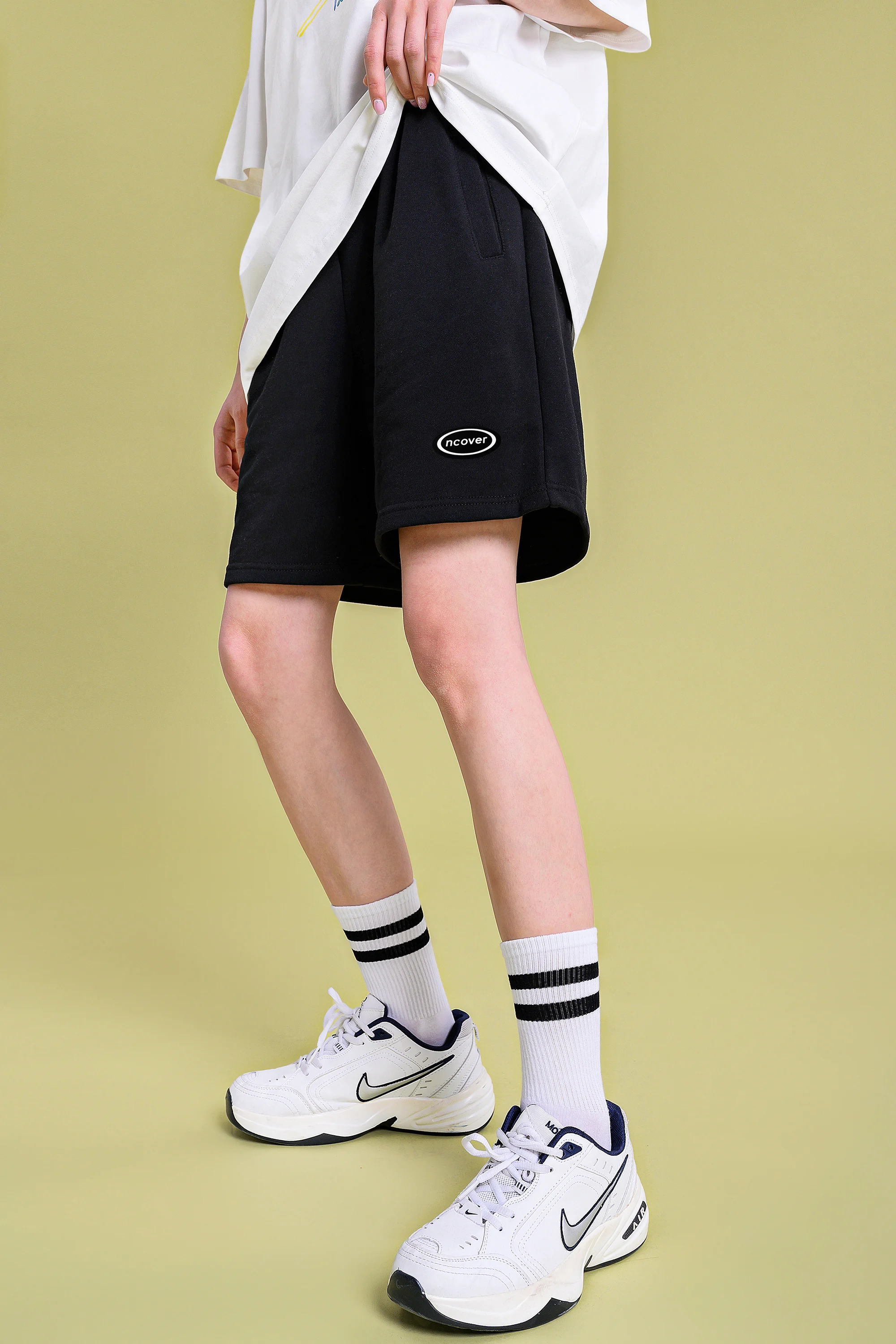 

Miss Qin casual black shorts women's fashion summer loose high waist 2021 new sports pure cotton pants