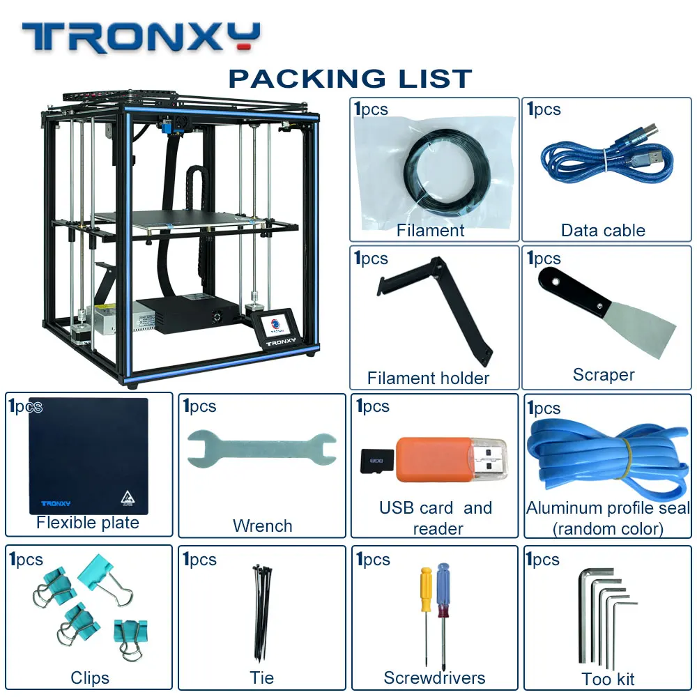 Tronxy Upgraded X5SA PRO 3D Printer CoreXY DIY OSG Double Axis External Guide Rail and Titan Extruder for Flexible Filament