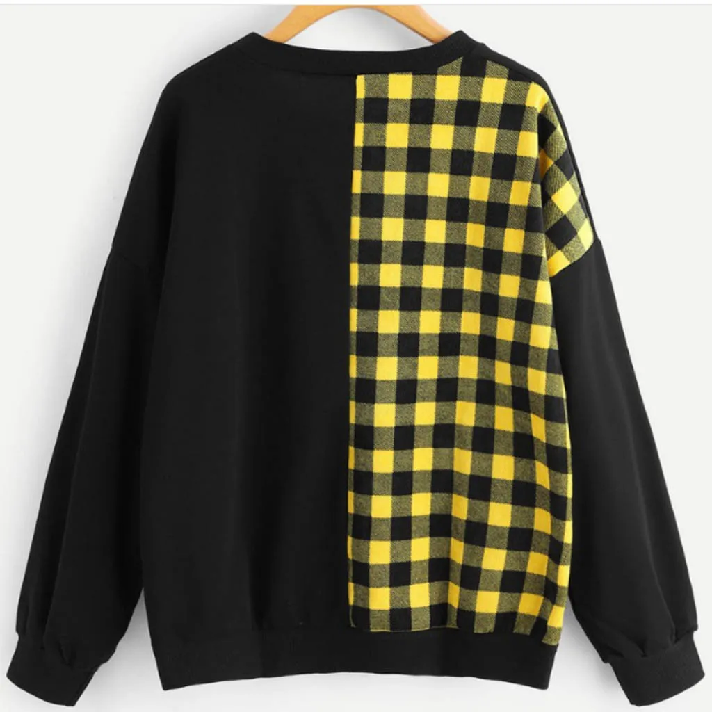 JAYCOSIN Hoodies Women Sudadera Mujer Autumn Long Sleeve O-neck Plaid Hoodie Sweatshirts Ladies Tops Women's Sweatshirt 19AUG14 | Женская