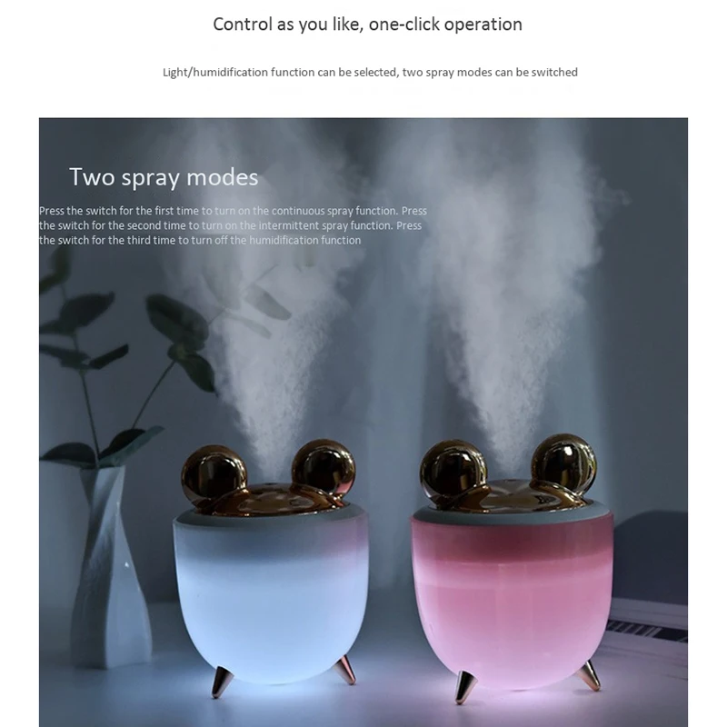 

350ML Air Humidifier Cute Ultra-Silent USB Essential Oil Diffuser Office Car Humidificador Air Purifier