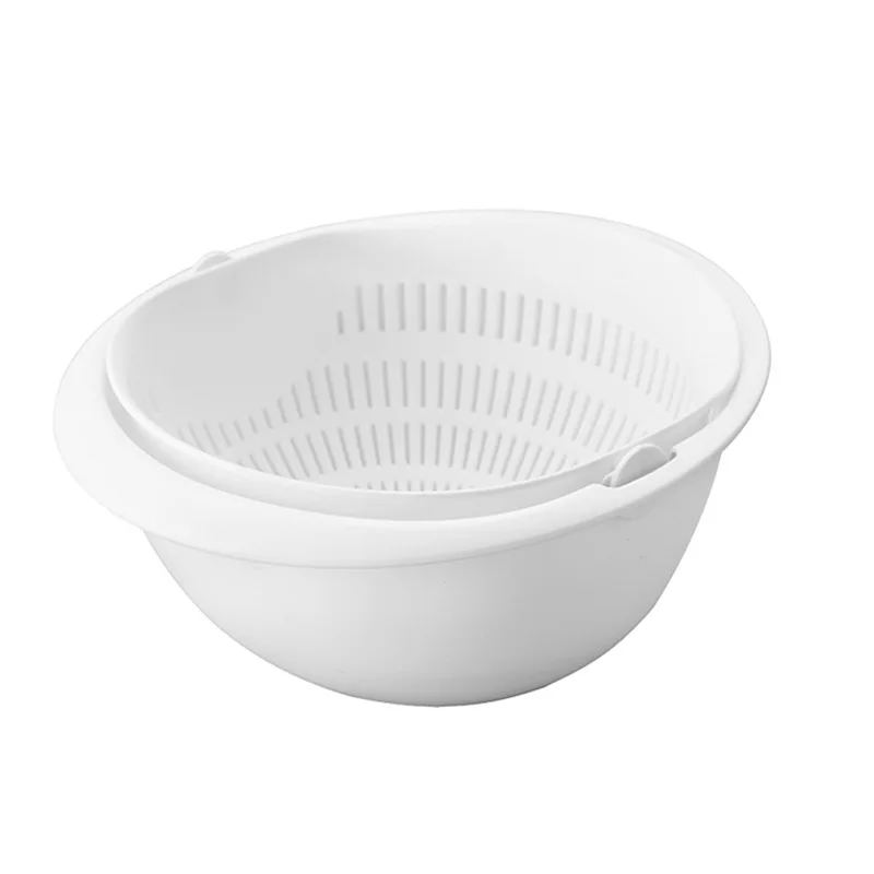 Домашняя кухонная двойная сливная корзина для овощей вращающаяся мытья дуршлаг