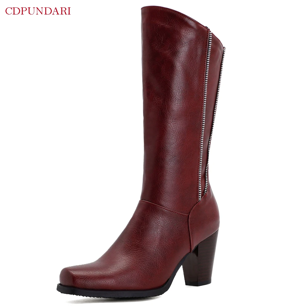 Женские ковбойские ботинки на высоком каблуке черные винно-красные сапоги до