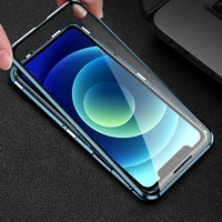 high quality double sided buckle back cover for iphone 11 pro max xs xr x12 12pro 360 magnetic adsorption metal nice phone case