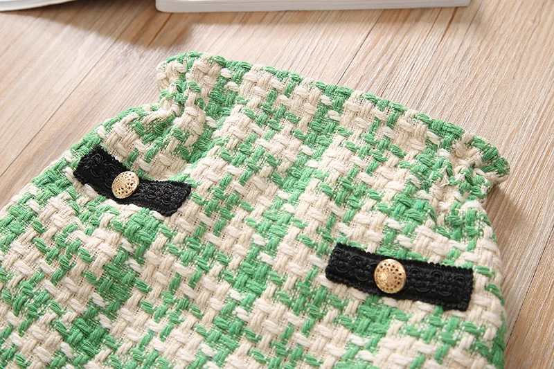 2019 г. Комплект одежды для маленьких девочек вязаный жилет + юбка костюм