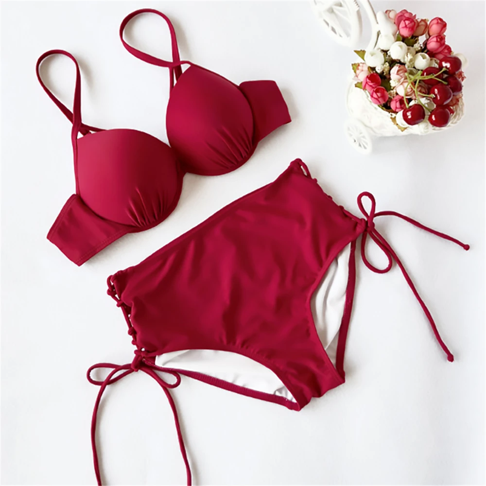 Сексуальный комплект бикини с высокой талией и пуш-апом 2020 женский купальный
