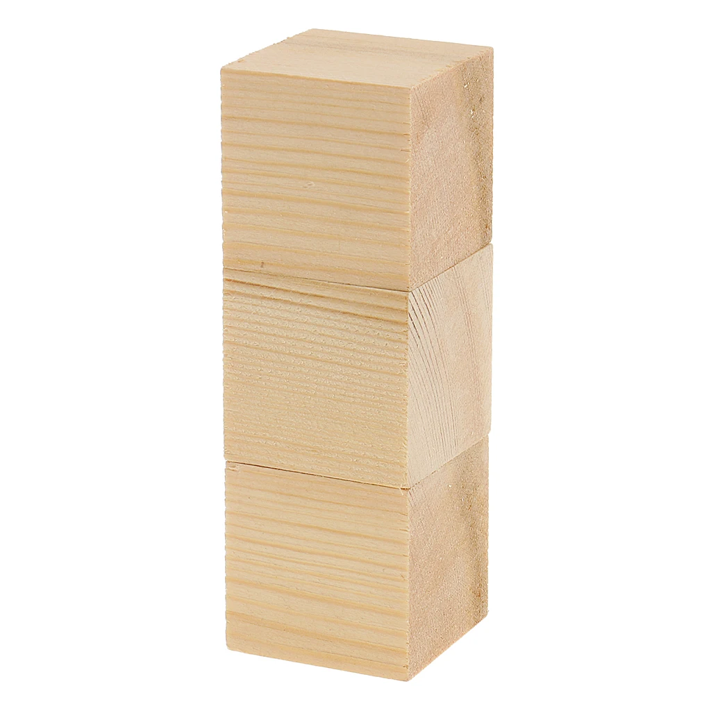 

3 Sizes Wood Cube Blocks Puzzle Unfinished Wooden Pieces for Model Making Wood Crafts