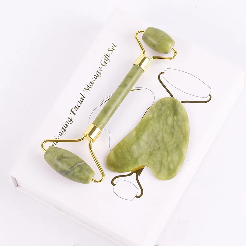 Скребок Для Массажа Гуаша натуральный нефрит розовый кварц камень для лица шеи