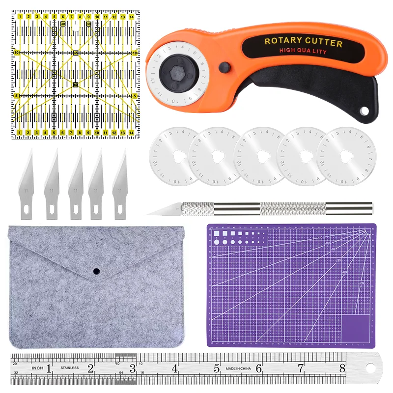 

LMDZ 45mm Rotary Cutter Tool Kit Rotary Cutter With Cutting Mat ,Patchwork Ruler, Carving Knife, Rotary Cutter Kit for Sewing