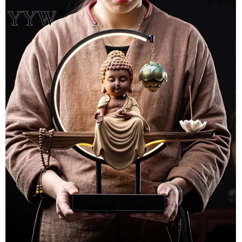 

Incense Burner Backflow Ceramics Little Guanyin Bodhisattva Zen Chinese Style With Light For Home Or Office Incense Stick Holder