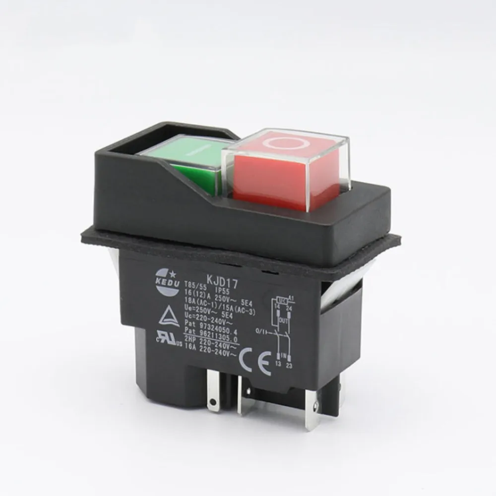 

KJD17 5Pins Electromagnetic Starter Push Button Switches 16A AC250V IP55 Waterproof Machine Garden Tool Equipment Safety Switch