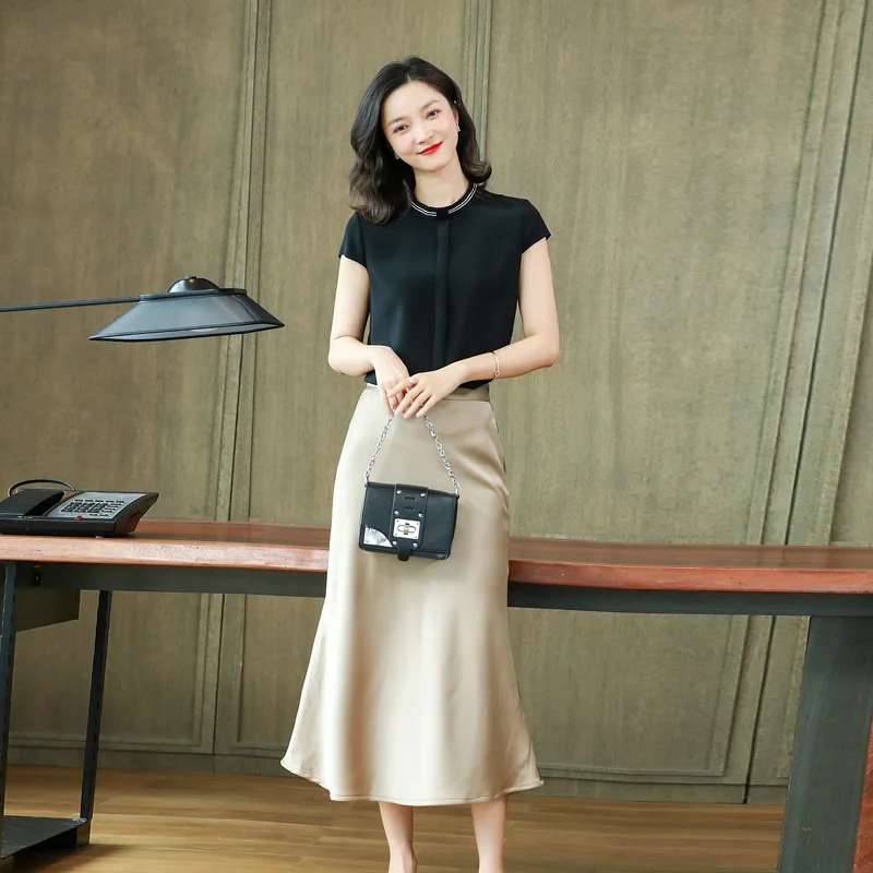 

30 Mm Heavy Weight Satin Shirt Professional Women's Wear Summer New Fashion Blouse Ladies Elegant Mulberry Silk Top