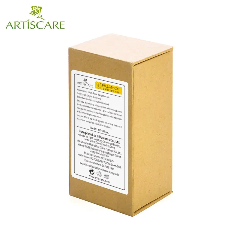 ARTISCARE 100% чистый Бергамот Эфирное масло 10 мл чистая кожа и контроль масла Уход за