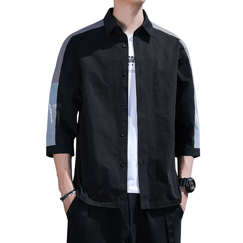 

Fashion Handsome Regular Fit Casual Men Short Sleeve Shirt Design Good Fabric Soft Comfortable Gray Black Men Casual Shirts