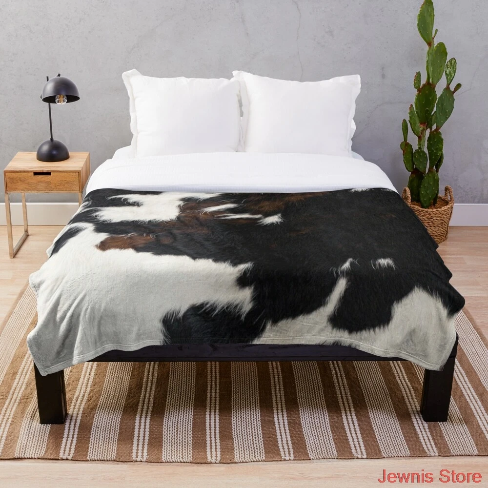 

Одеяло из коровьей кожи, искусственная Снежинка, шерстяное одеяло, Коралловое флисовое покрывало, одеяла, портативное одеяло