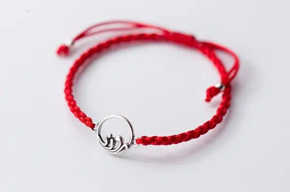 Подлинный 1p REAL. Серебряная и красная плетеная цепочка ручной работы подарок для