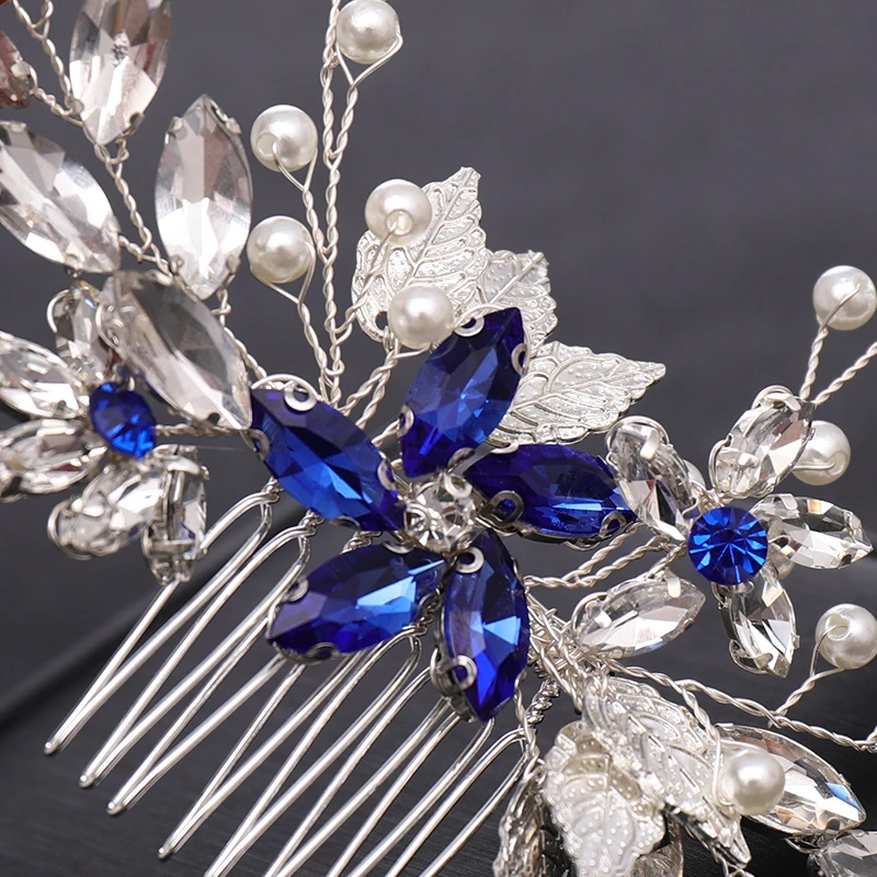 

Crystal Hair Comb Bride Tiara Wedding Hair Accessories Handmade Leaf Pearl Women Hairpins Bridal Hair Jewelry Hair Combs
