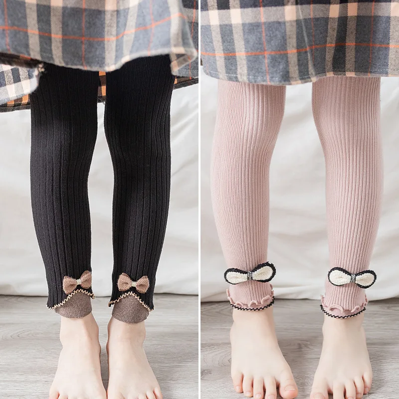 

Детские колготки для девочек, леггинсы с бантом, укороченные брюки в Вертикальную Полоску, Детские Эластичные аксессуары