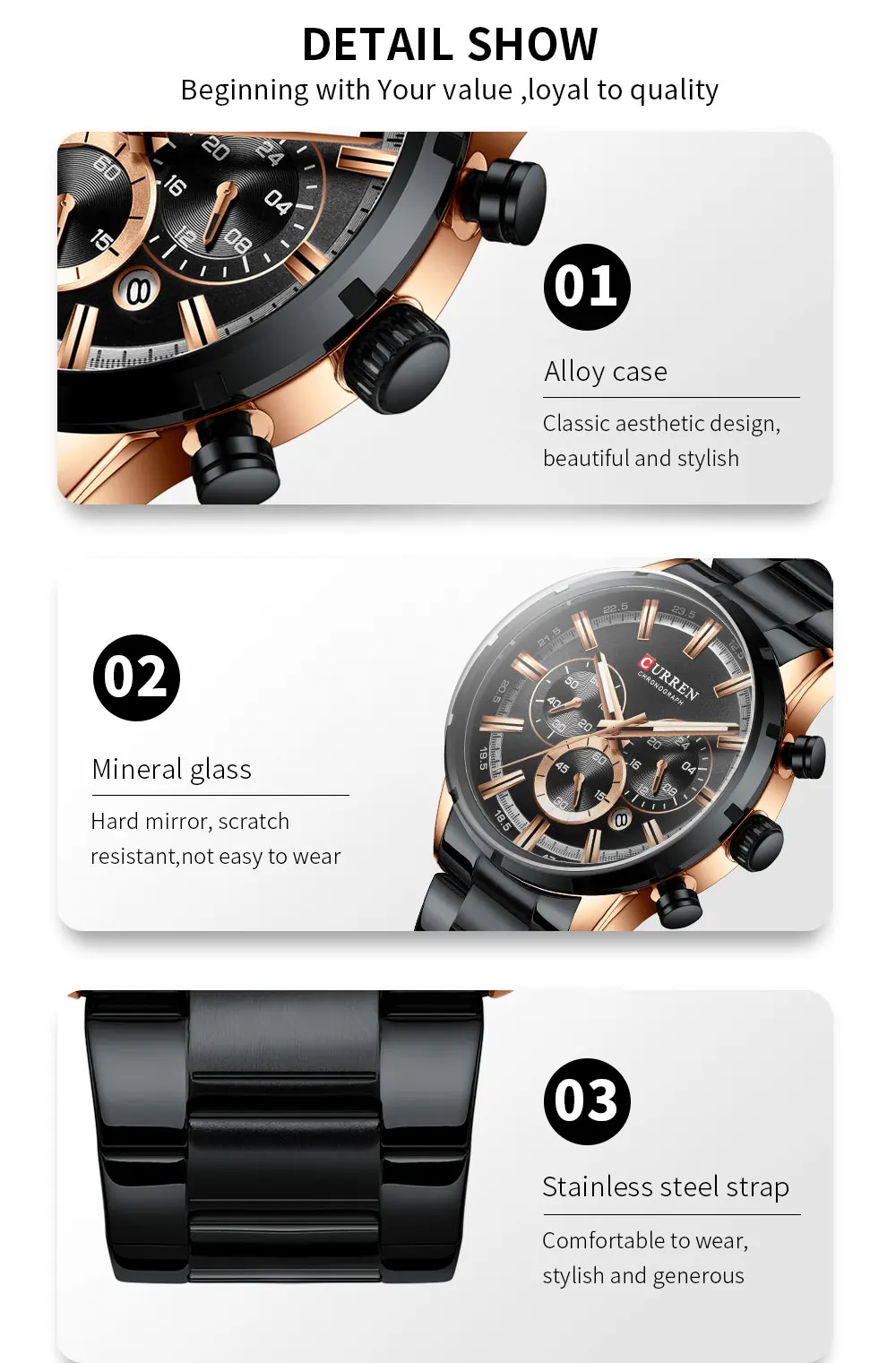 Luxury Brand CURREN Sporty Watch Mens Quartz Chronograph Wristwatches with Luminous hands 8355 Fashion Stainless Steel Clock