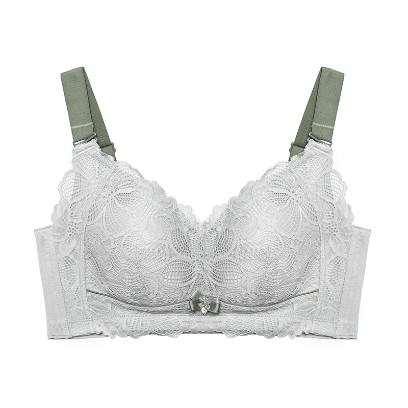 

YueYanni latex ultra-thin big breasts small underwear women's adjustable gather-up breasts, no steel ring bra anti-sagging