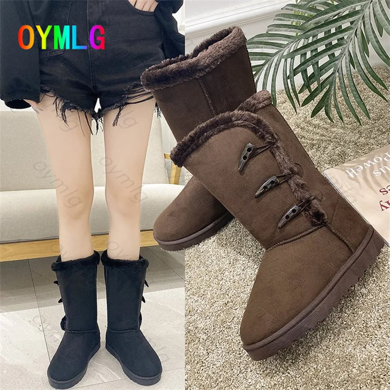 

Женские высокие ботинки из хлопка, утепленные теплые флисовые ботинки больших размеров на осень и зиму с бархатной подкладкой на пуговицах ...