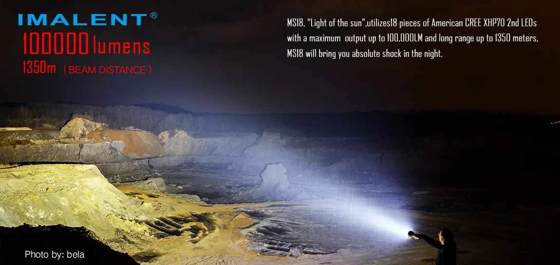 IMALENT MS18 18 x XHP70 100000 люмен 8 режимов высокой яркости светодиодный фонарь для кемпинга, охоты, портативный водонепроницаемый фонарь