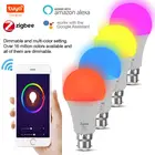 Tuya Zigbee умная Светодиодная лампа для дома 7Вт b22 затемнения регулировки Цвет светильник RGB для Tuya Smart Life Smartthings Alexa Google Home