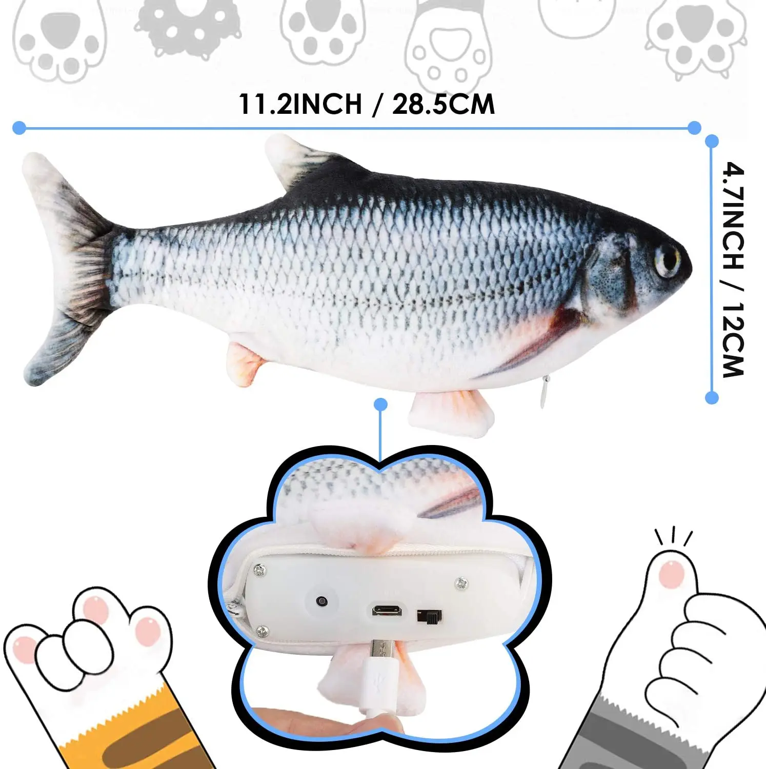 Рыбка электронная игрушечная 3D электрическая с USB зарядкой имитация рыбок