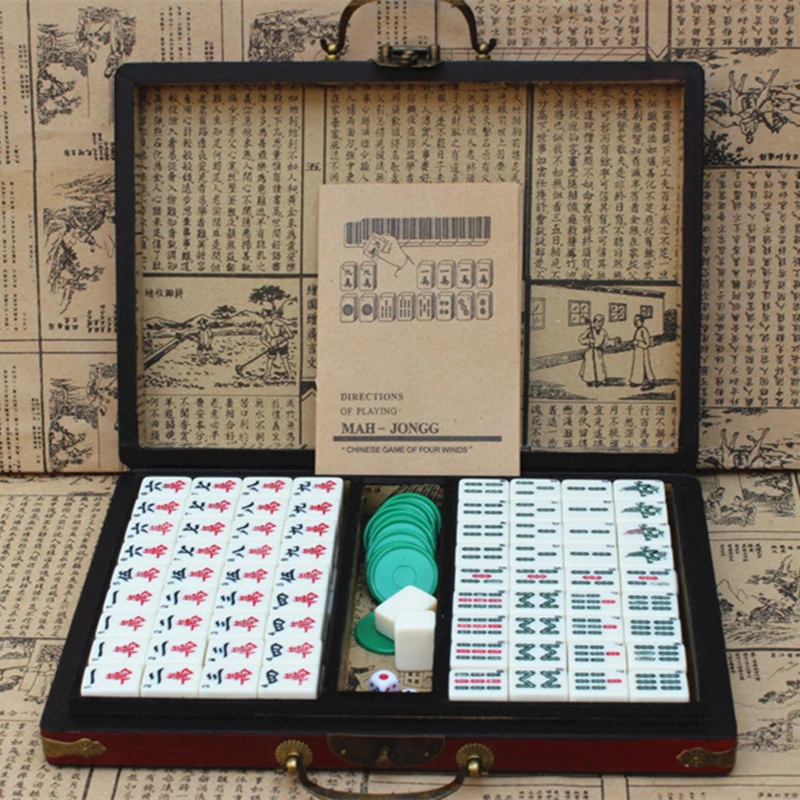 Новая портативная складная деревянная коробка Majiang для Маджонга набор