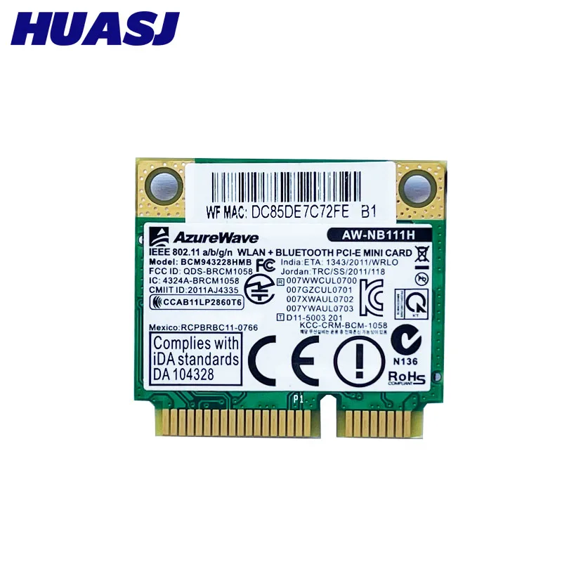 Новая беспроводная карта для Broadcom BCM943228HMB BCM43228 Half MINI PCI-E 2 4G/5Ghz 802.11b/G/n WIFI