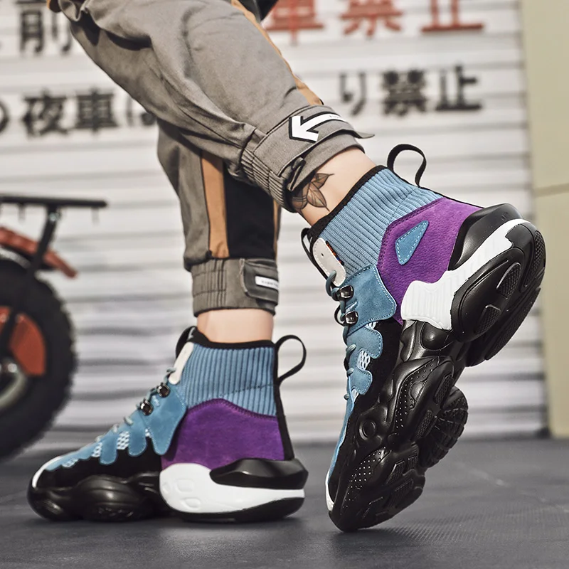 

Autumn Winter Men High Hell Casual Shoes Sneakers All Mens Black Lace-up Shoes Zapatos De Hombre Male Tenis Dropshipping Sneaker