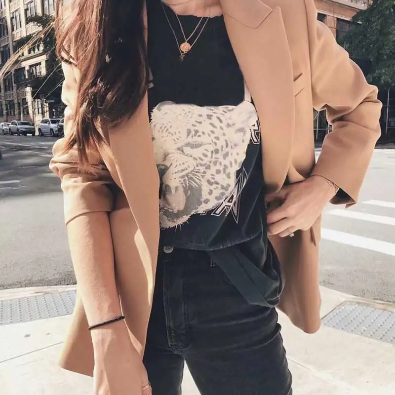 Футболка женская с леопардовым принтом супершикарный модный винтажный черный